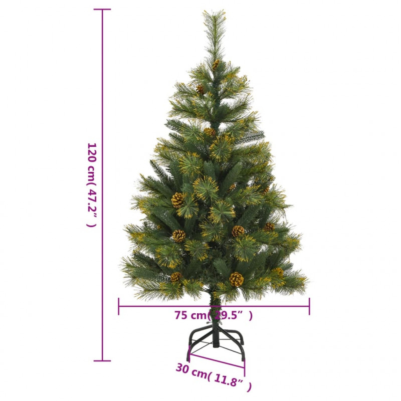 Sztuczna choinka na zawiasach, z szyszkami, 120 cm