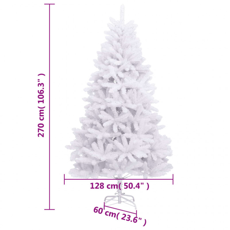Sztuczna choinka z zawiasami i stojakiem, biała, 270 cm