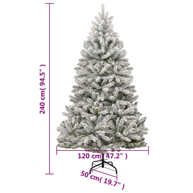 Sztuczna choinka zawiasowa, ośnieżona, 240 cm