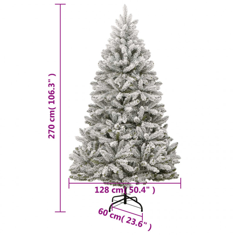 Sztuczna choinka zawiasowa, ośnieżona, 270 cm