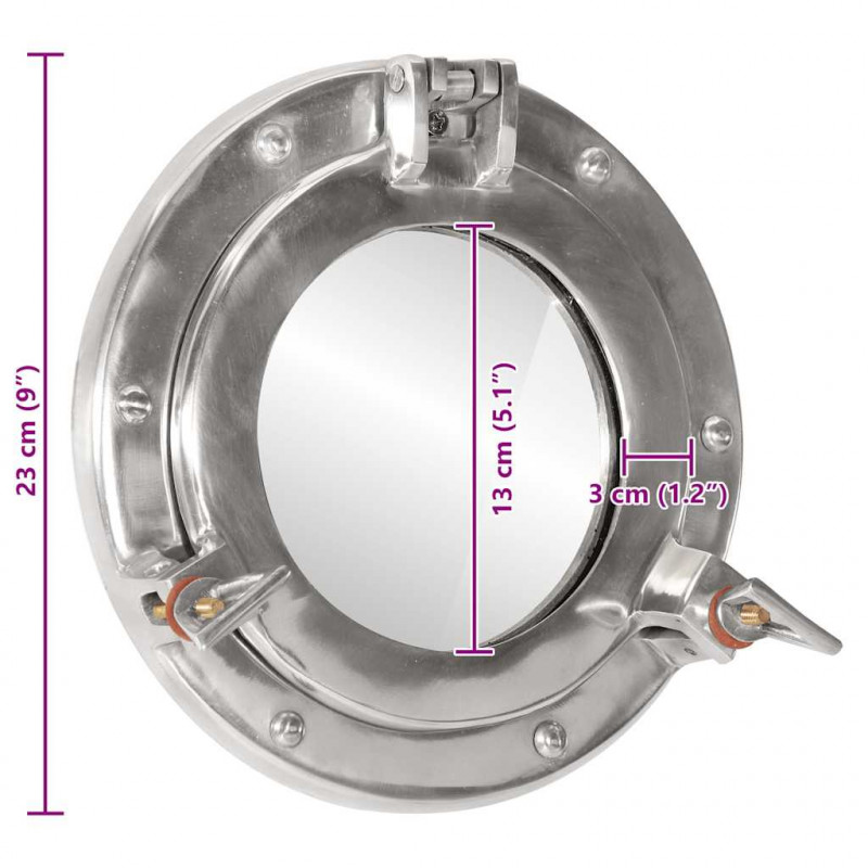  Lustro wiszące w kształcie bulaja, Ø23 cm, aluminium i szkło