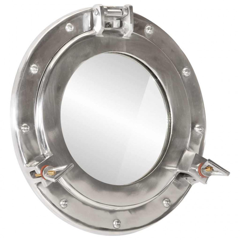 Lustro wiszące w kształcie bulaja, Ø30 cm, aluminium i szkło