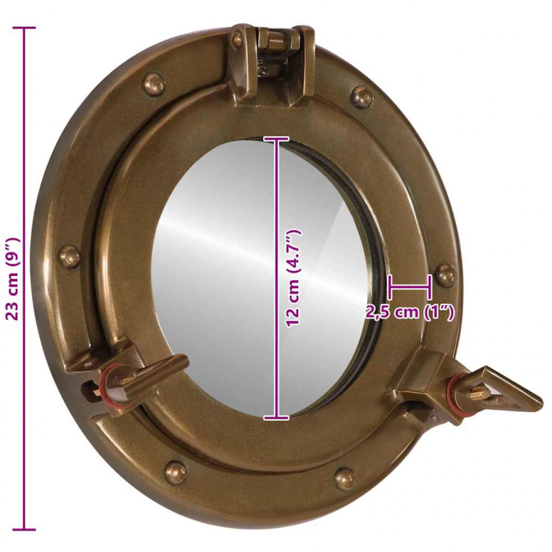  Lustro wiszące w kształcie bulaja, Ø23 cm, aluminium i szkło