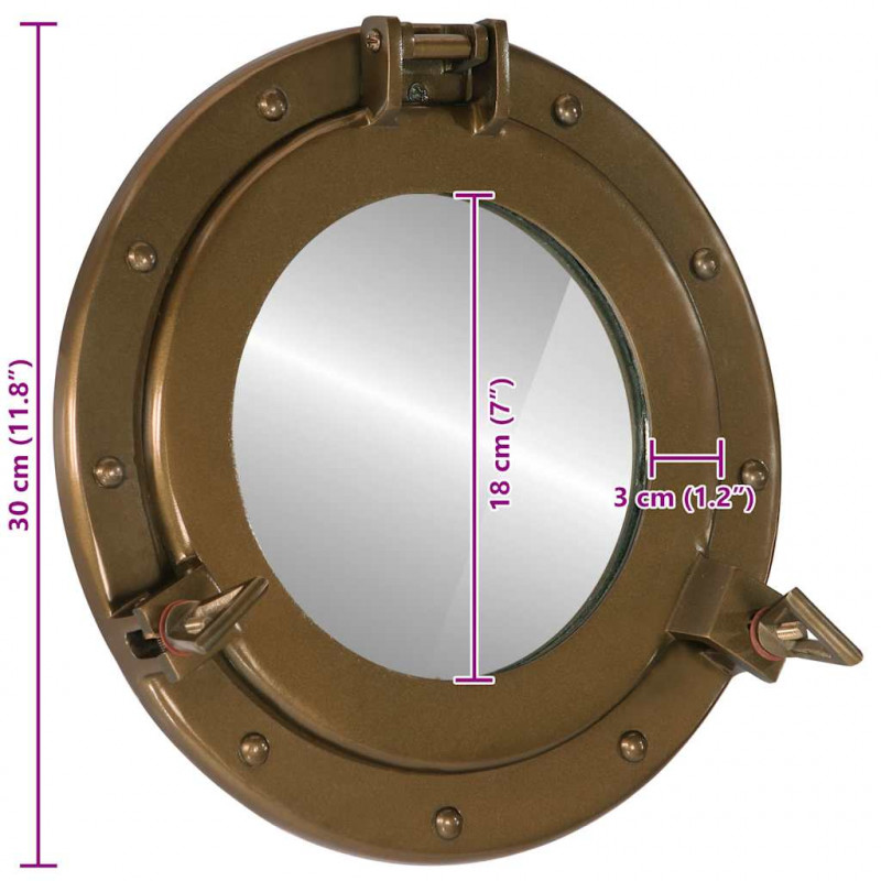  Lustro wiszące w kształcie bulaja, Ø30 cm, aluminium i szkło