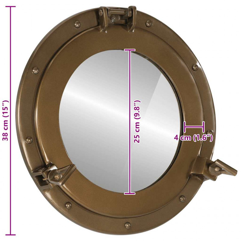  Lustro wiszące w kształcie bulaja, Ø38 cm, aluminium i szkło
