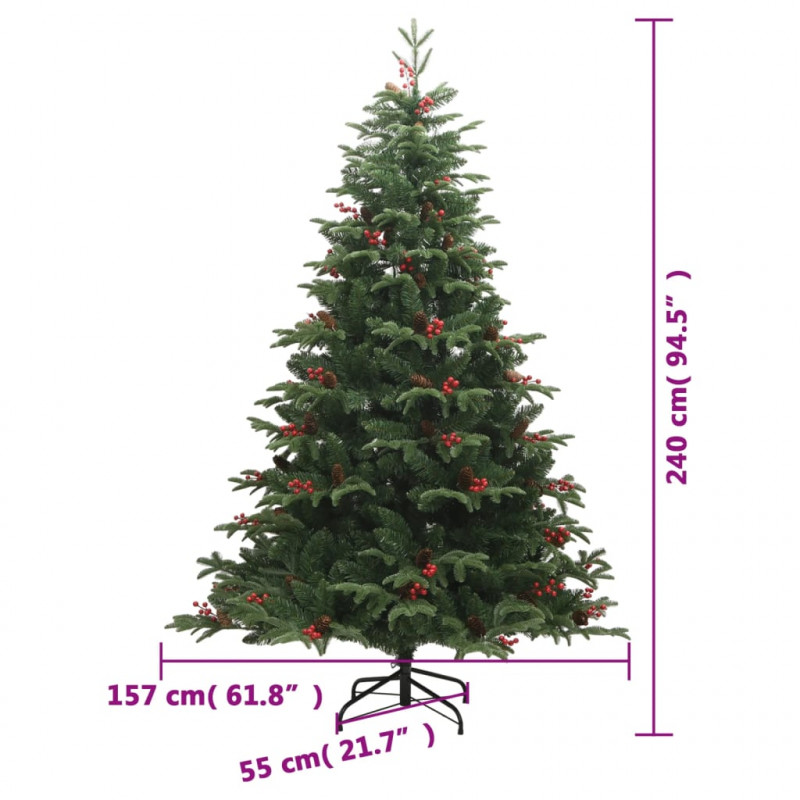Sztuczna choinka na zawiasach, z szyszkami i jagodami, 240 cm