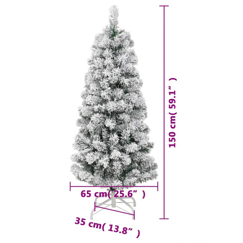 Sztuczna choinka zawiasowa, ośnieżona, 150 cm