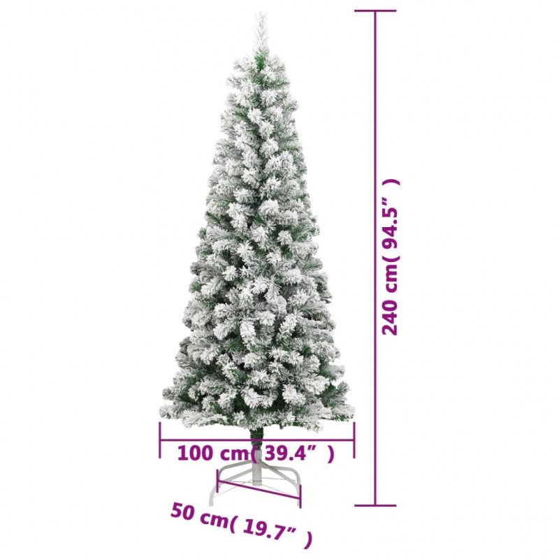 Sztuczna choinka zawiasowa, ośnieżona, 240 cm