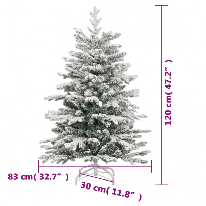 Sztuczna choinka zawiasowa, ośnieżona, 120 cm