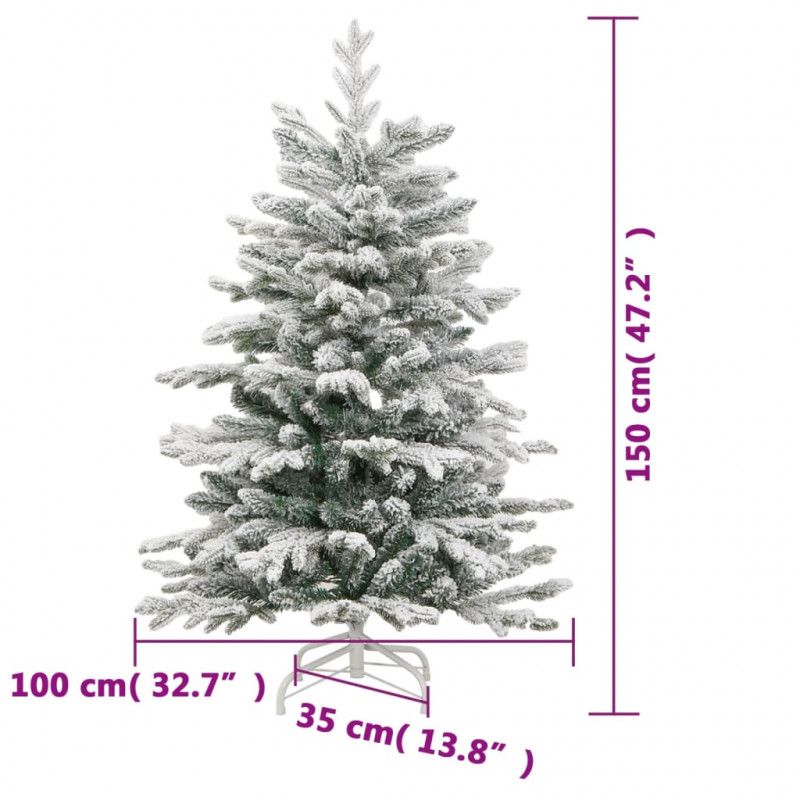 Sztuczna choinka zawiasowa, ośnieżona, 150 cm