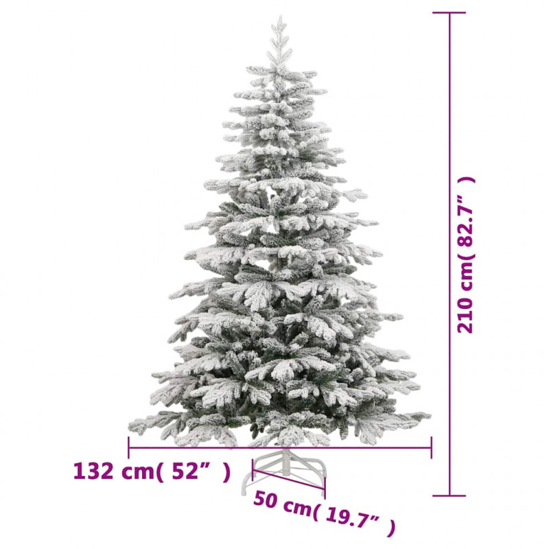 Sztuczna choinka zawiasowa, ośnieżona, 210 cm