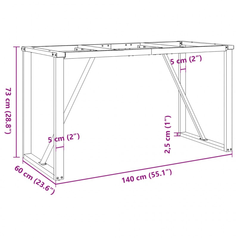 Czworokątne nogi do stołu, 140x60x73 cm, żeliwo