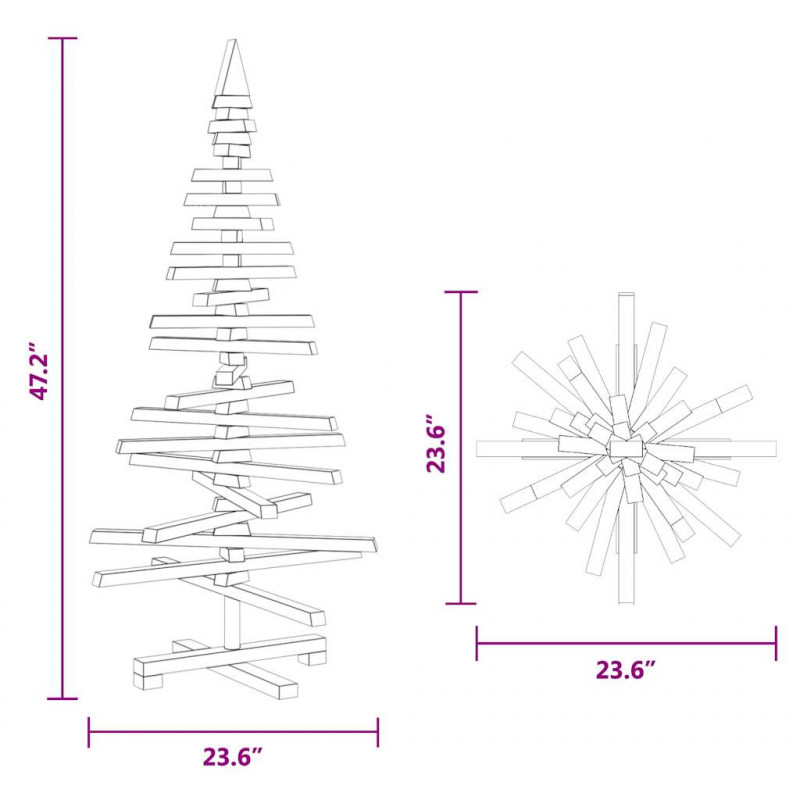 Drewniana choinka do udekorowania, 120 cm, lite drewno sosnowe