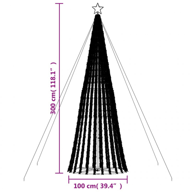 Stożkowa choinka z lampek, 688 ciepłych białych LED, 300 cm