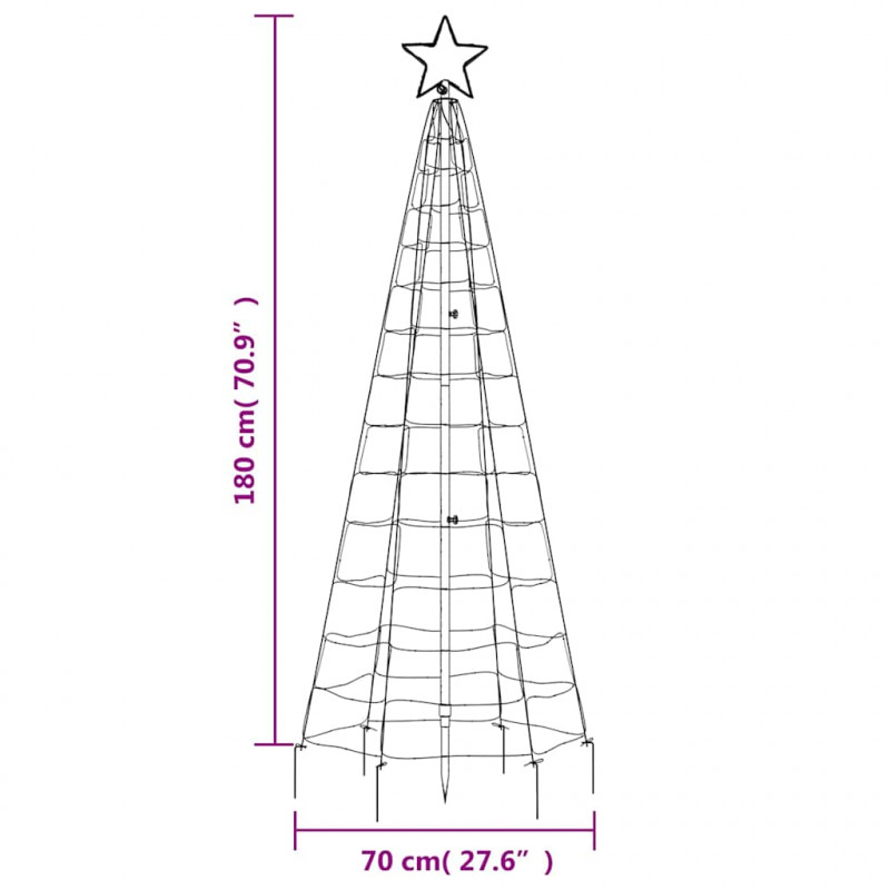 Choinka z lampek, z kołkami, 220 zimnych białych LED, 180 cm