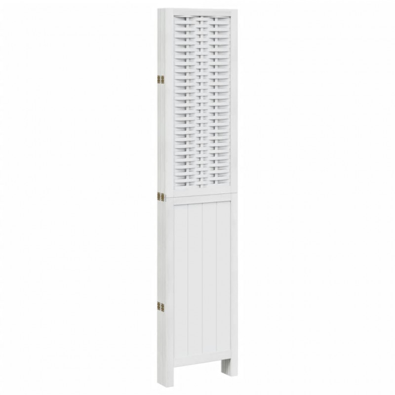 Parawan pokojowy, 5-panelowy, biały, lite drewno paulowni