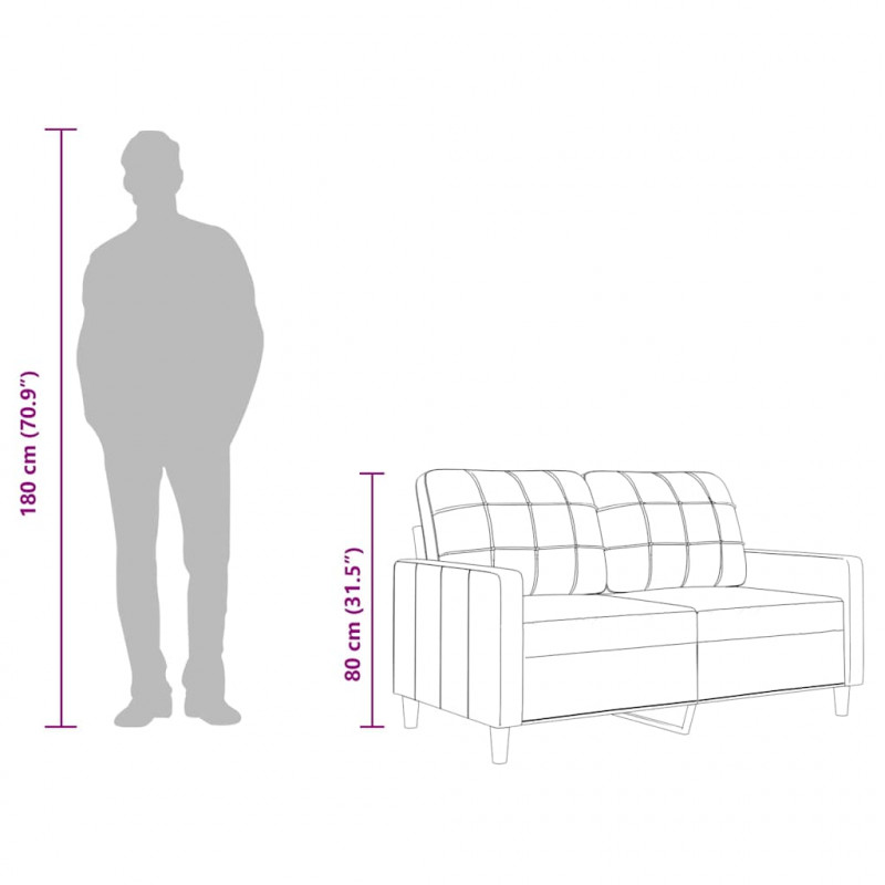 Sofa 2-osobowa, jasnożółta, 140 cm, tapicerowana tkaniną