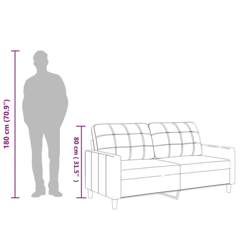 2-osobowa sofa, szary, 140 cm, sztuczna skóra