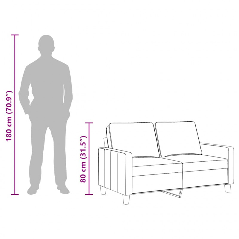 Sofa 2-osobowa, jasnożółta, 120 cm, tapicerowana tkaniną