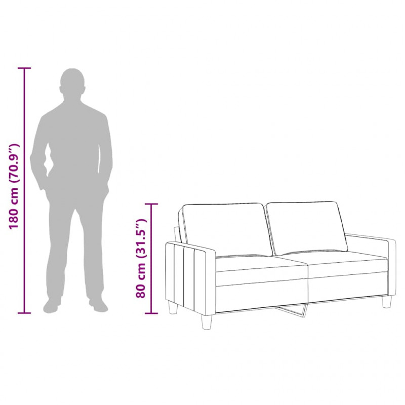Sofa 2-osobowa, jasnożółta, 140 cm, tapicerowana tkaniną