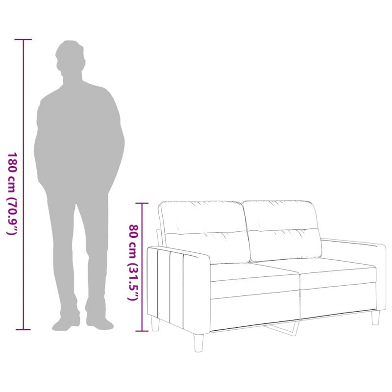 Sofa 2-osobowa, jasnożółta, 120 cm, tapicerowana tkaniną