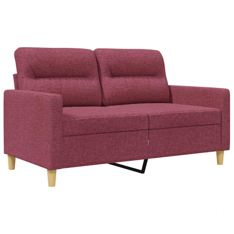Sofa 2-osobowa, winna czerwień, 120 cm, tapicerowana tkaniną