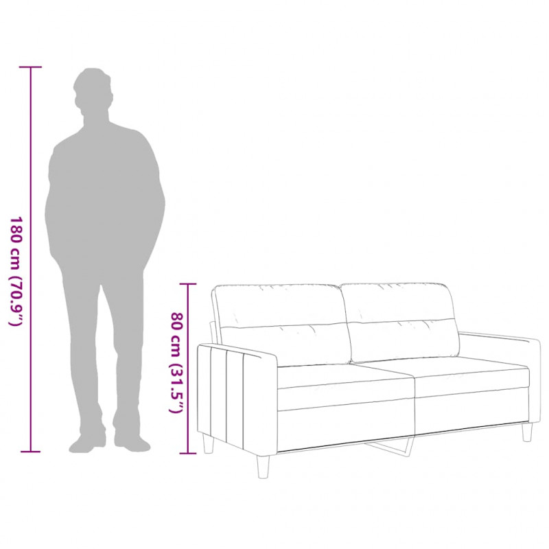 Sofa 2-osobowa, jasnożółta, 140 cm, tapicerowana tkaniną