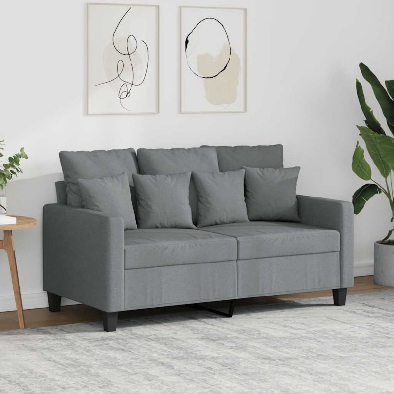 Sofa 2-osobowa, jasnoszara, 120 cm, tapicerowana tkaniną