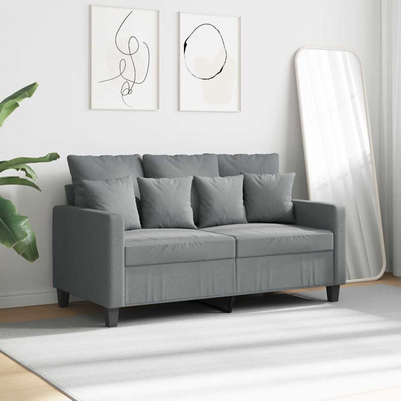 Sofa 2-osobowa, jasnoszara, 120 cm, tapicerowana tkaniną
