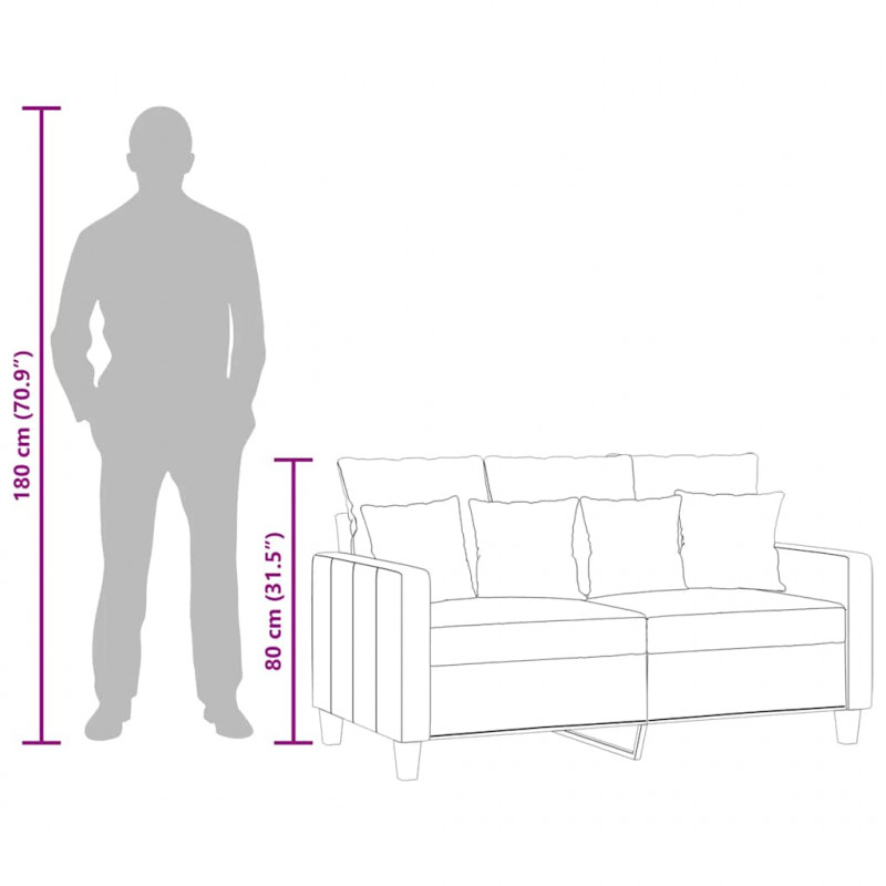 Sofa 2-osobowa, jasnoszara, 120 cm, tapicerowana tkaniną