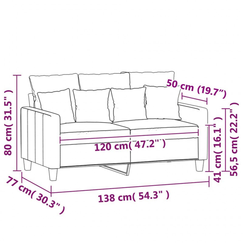 Sofa 2-osobowa, kolor taupe, 120 cm, tapicerowana tkaniną