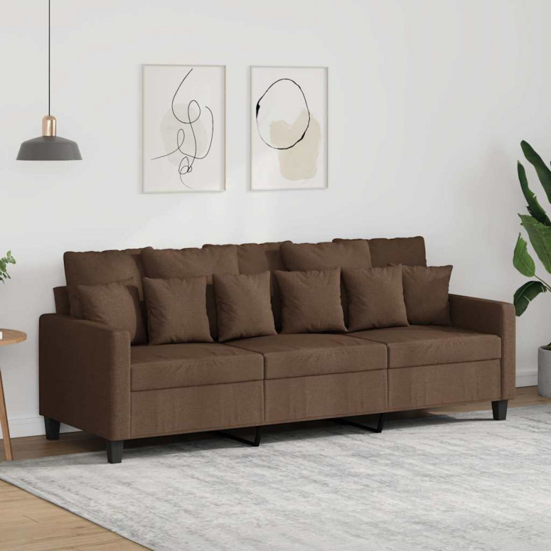 Sofa 3-osobowa, brązowa, 180 cm, tapicerowana tkaniną