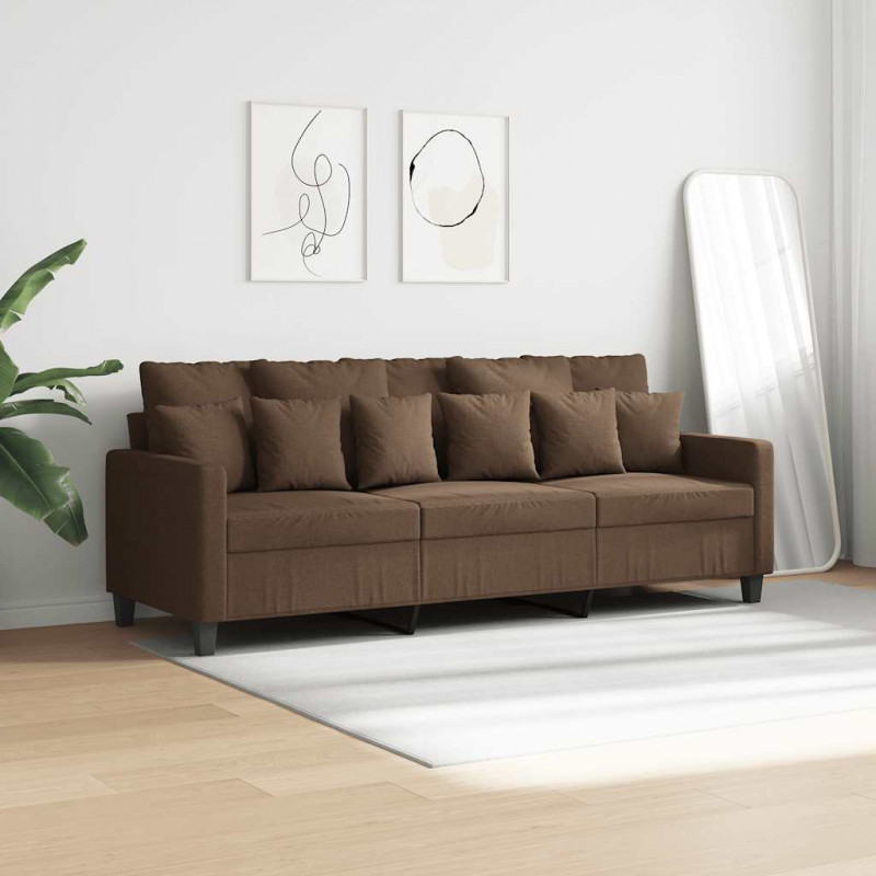 Sofa 3-osobowa, brązowa, 180 cm, tapicerowana tkaniną