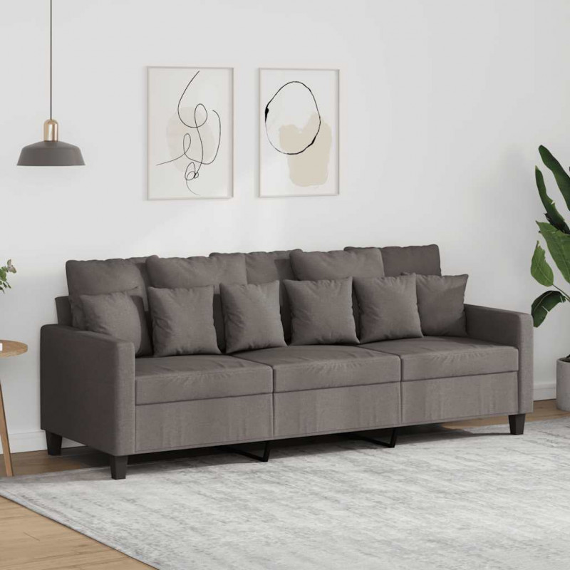 Sofa 3-osobowa, kolor taupe, 180 cm, tapicerowana tkaniną