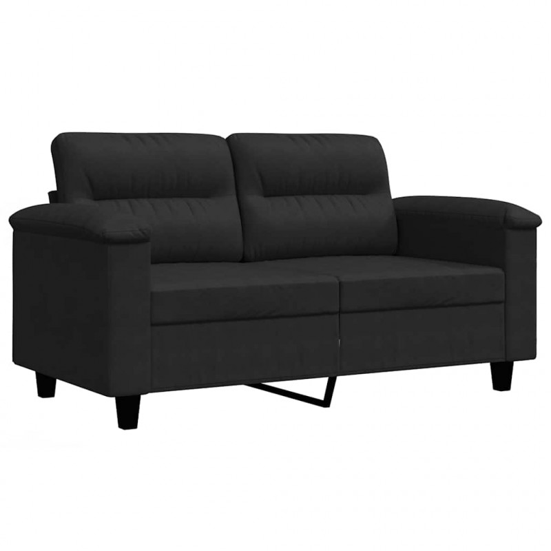 Sofa 2-osobowa, czarna, 120 cm, tapicerowana mikrofibrą