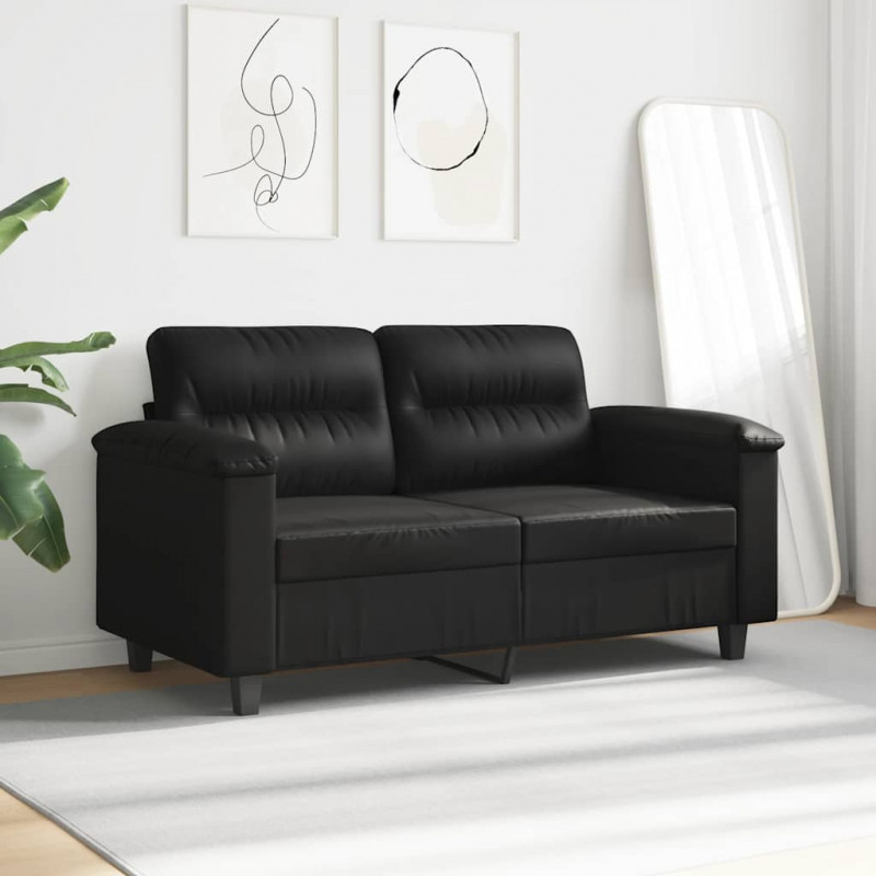 Sofa 2-osobowa, czarna, 120 cm, tapicerowana mikrofibrą
