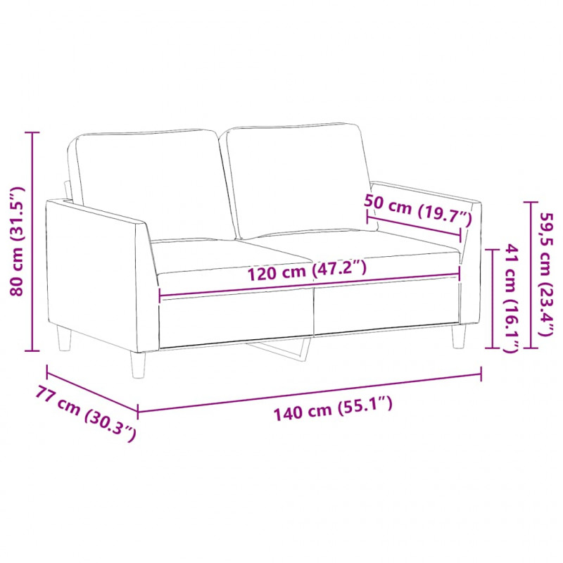 2-osobowa sofa, kolor cappuccino, 120 cm, sztuczna skóra