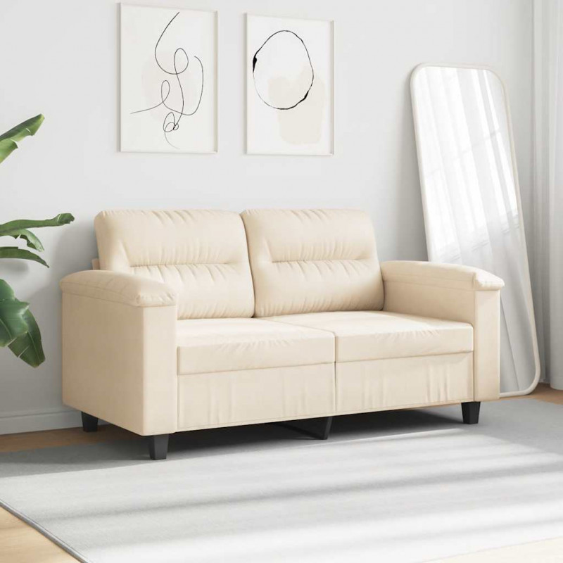 Sofa 2-osobowa, beżowy, 120 cm, obity mikrofibrą