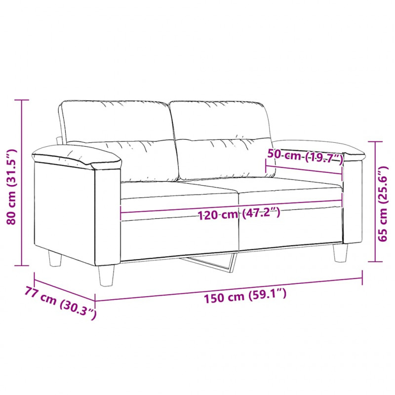Sofa 2-osobowa, beżowy, 120 cm, obity mikrofibrą