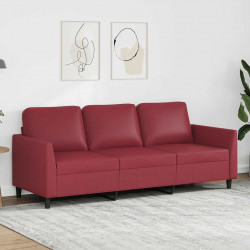 3-osobowa sofa, winna czerwień, 180 cm, sztuczna skóra