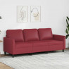 3-osobowa sofa, winna czerwień, 180 cm, sztuczna skóra