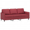 3-osobowa sofa, winna czerwień, 180 cm, sztuczna skóra