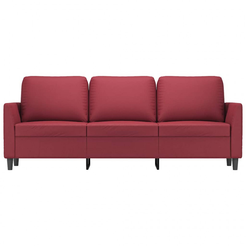 3-osobowa sofa, winna czerwień, 180 cm, sztuczna skóra