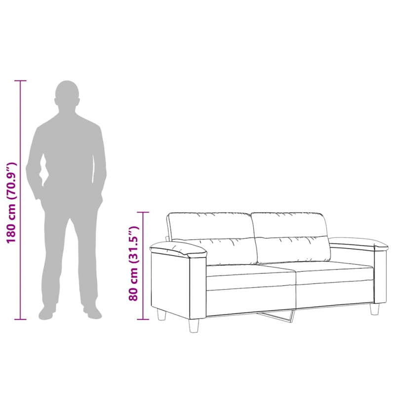Sofa 2-osobowa, czarna, 140 cm, tapicerowana mikrofibrą