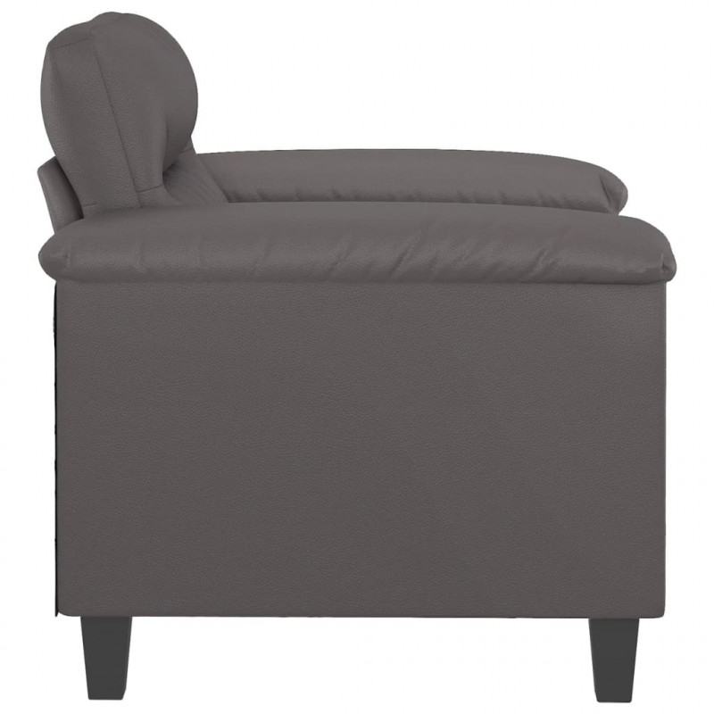 Fotel, szary, 60 cm, obity sztuczną skórą