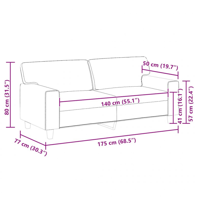 2-osobowa sofa, kolor cappuccino, 140 cm, sztuczna skóra