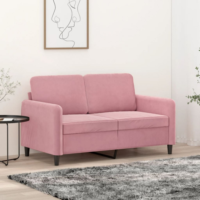 Sofa 2-osobowa, różowy, 120 cm, tapicerowana aksamitem