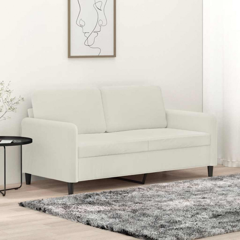 Sofa 2-osobowa, kremowy, 140 cm, tapicerowana aksamitem