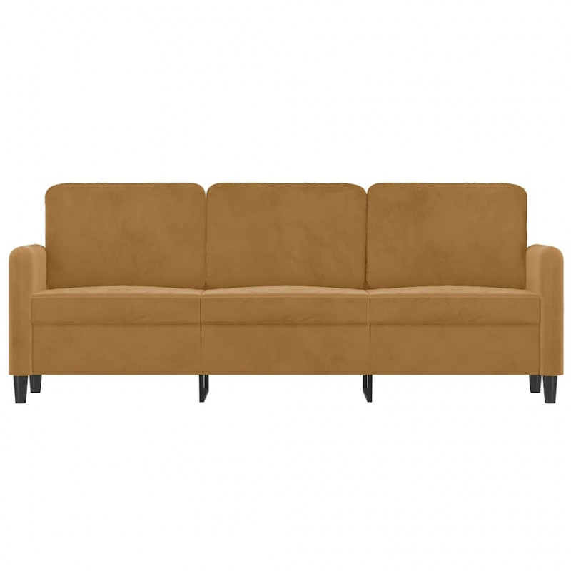 Sofa 3-osobowa, brązowa, 180 cm, tapicerowana aksamitem
