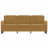 Sofa 3-osobowa, brązowa, 180 cm, tapicerowana aksamitem